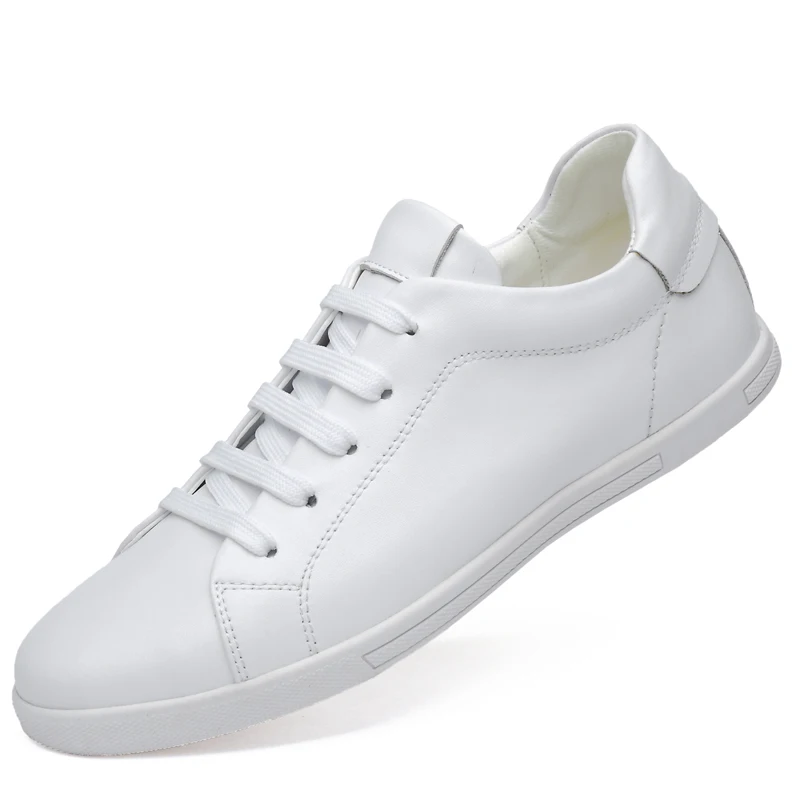 Простые белые кроссовки повседневная кожаная обувь кожаные мужские кроссовки белые мужские кожаные туфли противоскользящие туфли на плоской подошве Новинка - Цвет: white