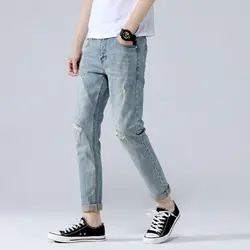 2019 Для мужчин джинсы Classis Винтаж серый Slim Fit прямые мужские джинсы деним Повседневные длинные брюки ретро брюки брендовые джинсы niu2053