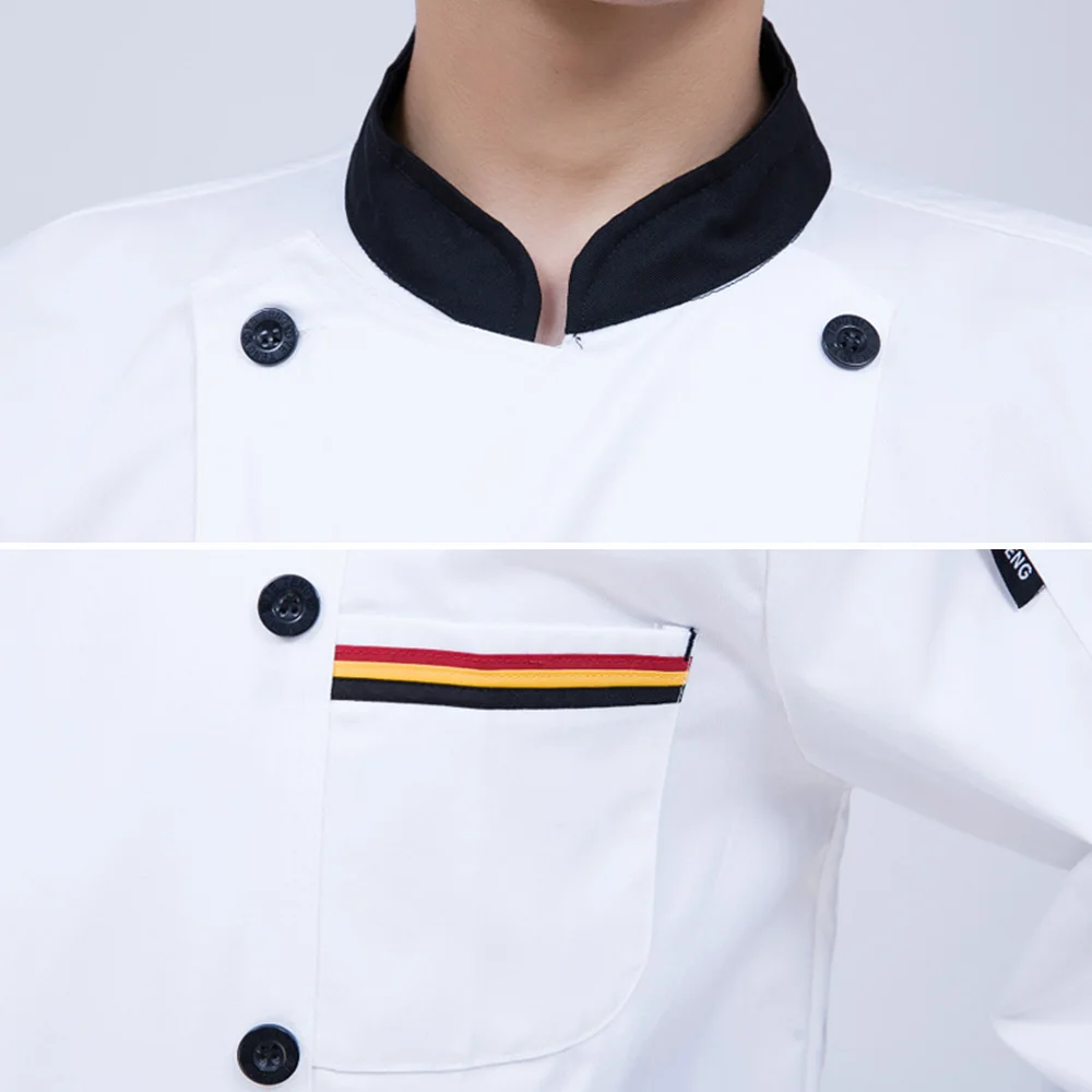 new Long Sleeve Restaurant kitchen uniforms Unisex catering work clothes men white Jackets Hat Apron wholesale shirt chef shirt