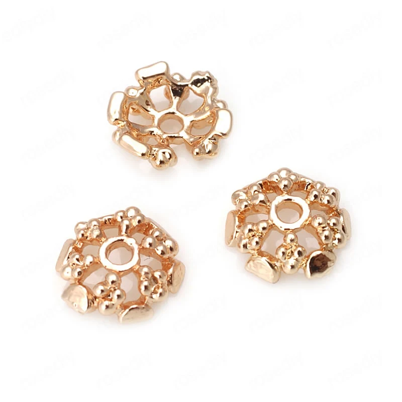 

(31892)20PCS 7.5MM 24K Champagne Gold Color Plated Brass Beads Caps High Quality Diy Jewelry Findings Accessories wholesale