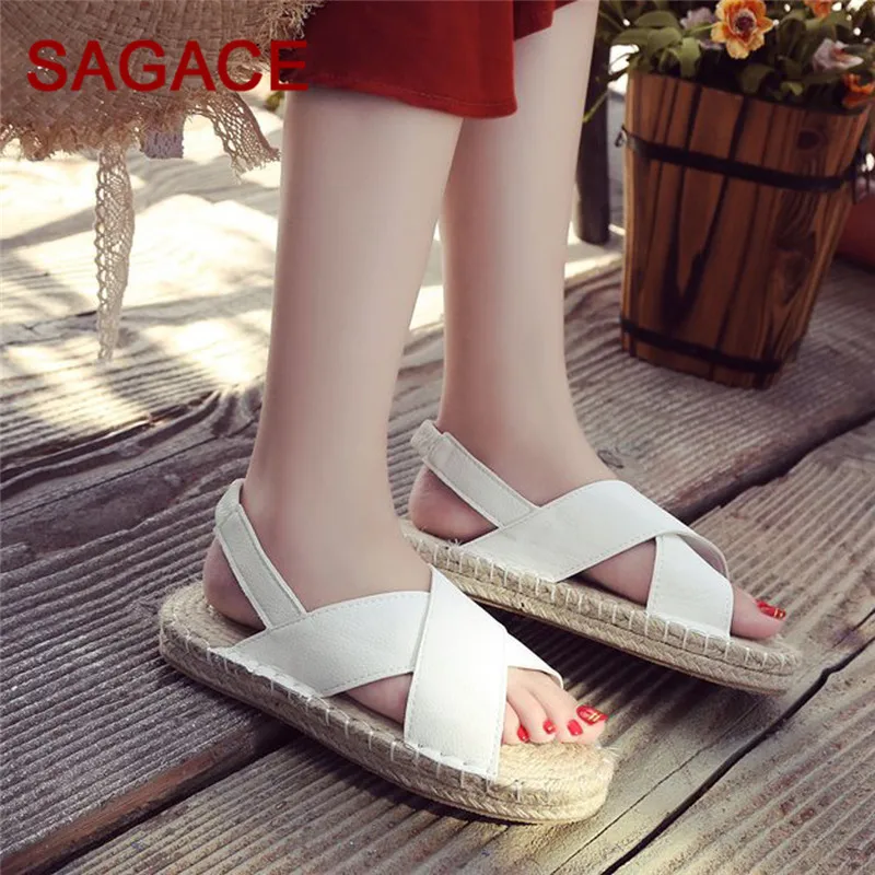 

Fashion Women Girl Rome Sandals Concise Flat Bottom Espadrilles Holiday Sandals