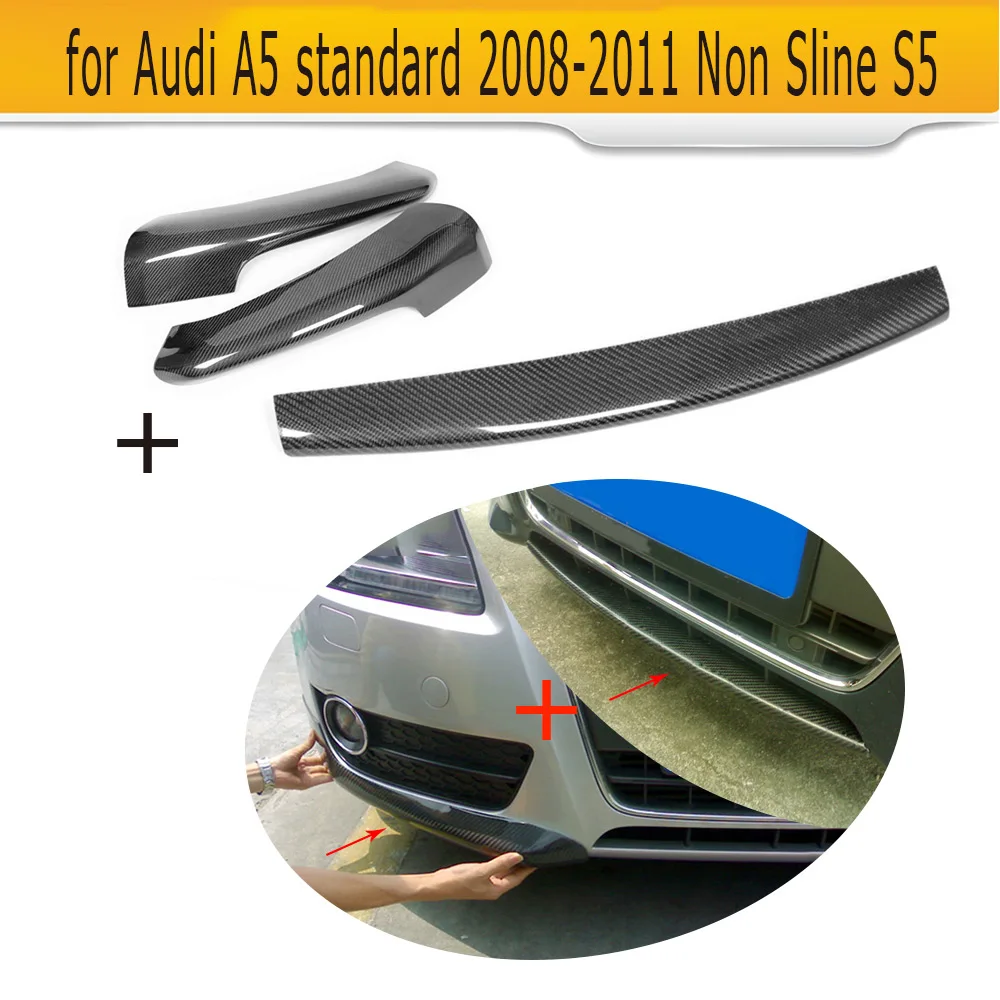 Углеродного волокна передний бампер спойлер крыло с боковыми диффузор сплиттер для Audi A5 Стандартный 2 4 двери 2008-2011 не Sline S5