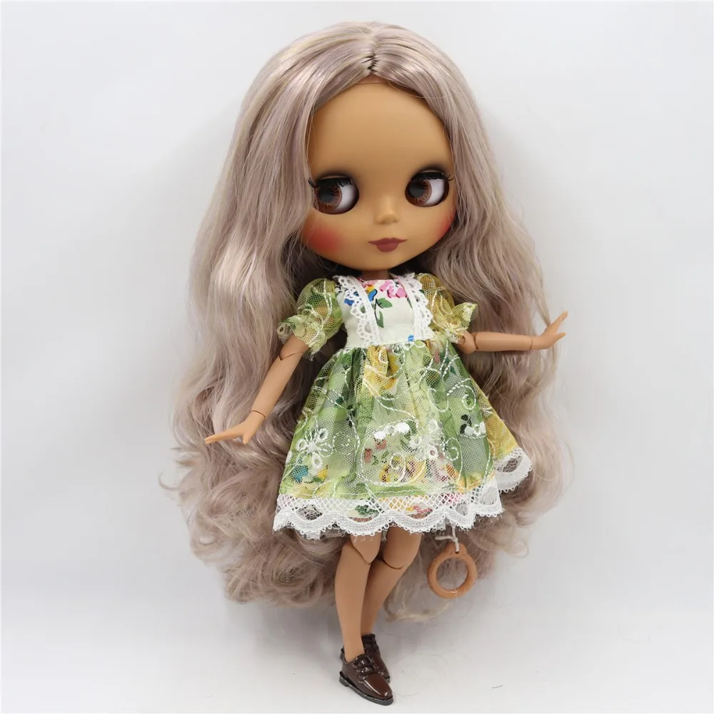 Lindsay – Premium Custom Neo Blythe Doll with Multi-Color Hair, Dark Skin & Matte Cute Face 2