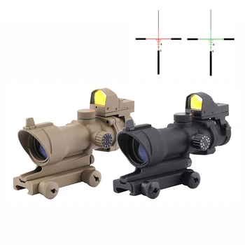 

ACOG Rifle Scope 4x32 Red Green Reticle scope with Mini red dot sight hunting scope Optical for airsoft air gun