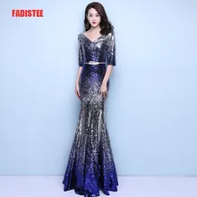 FADISTEE, Новое поступление, вечерние платья, формальные, vestido de noiva, sereia, вечерние платья, длинное платье, половина рукава, v-образный вырез, Блестящие Блестки