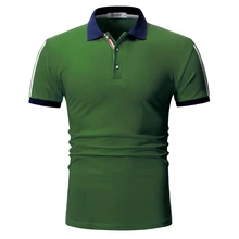 Прямая поставка, летняя повседневная модная мужская рубашка поло, приталенная Однотонная рубашка поло с коротким рукавом для мужчин