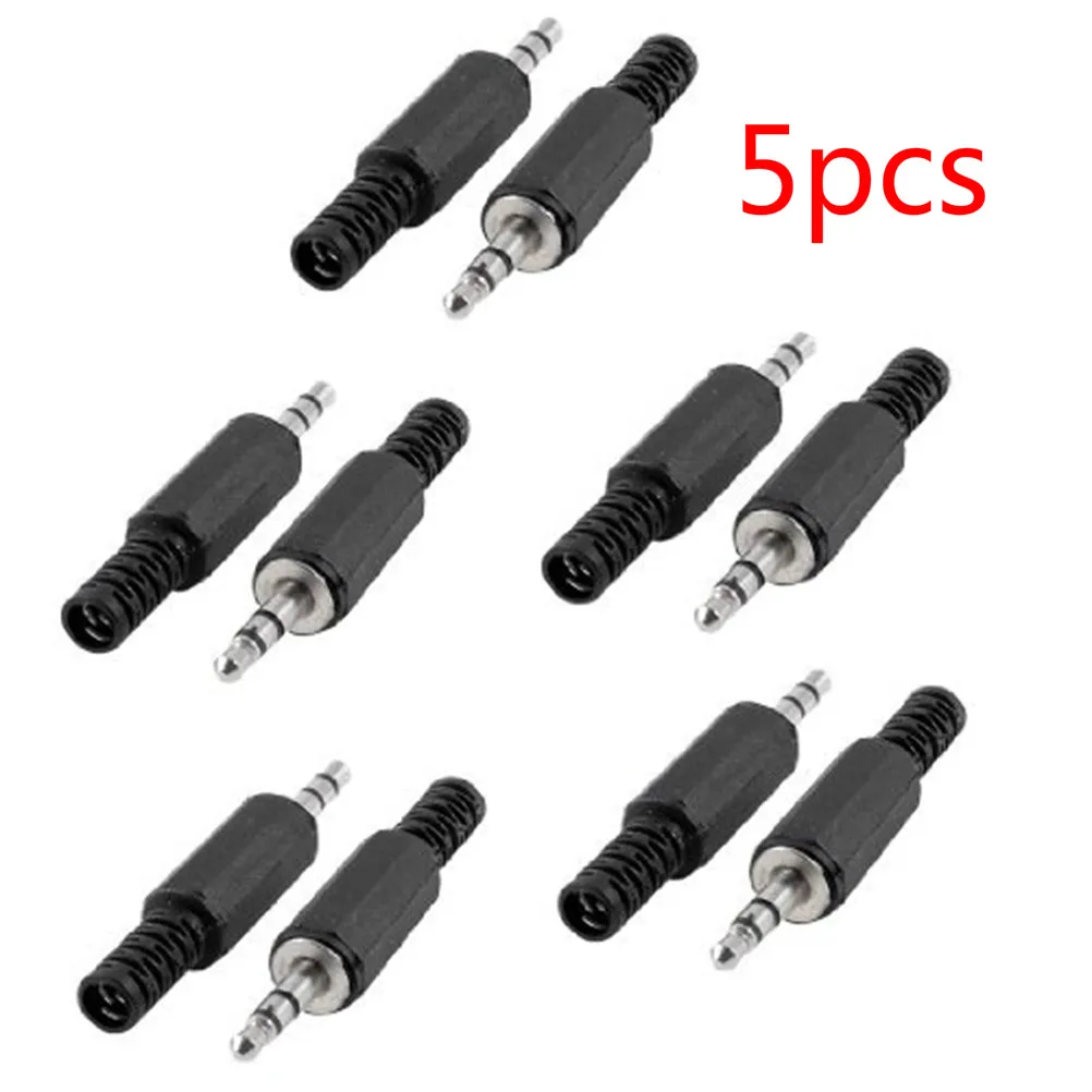 

5Pcs/lot Audio Jack Plug Headphone male Connector 3.5mm jack plug 3.5 stereo plug with Black Plastic Housing for phone