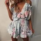 

CHAMSGEND Women Summer O-Neck Short Sleeve Mini Jumpsuit Evening Party Beach Jumpsuit Drop Shipping 3M22*