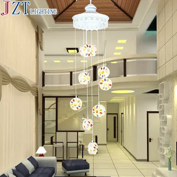 

M European Bohemia Mediterranean 9 Head Droplight Color Crystal Lamp H165cm * Dia36cm 9 * E27 LED Bulb For Sitting Room Bedroom