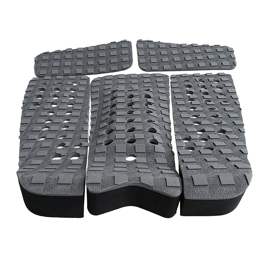5 Pieces Square Grooved EVA Surfboard Skimboard Longboard SUP Traction Deck Grip Tail Pad Trimmable Sheet Accessories