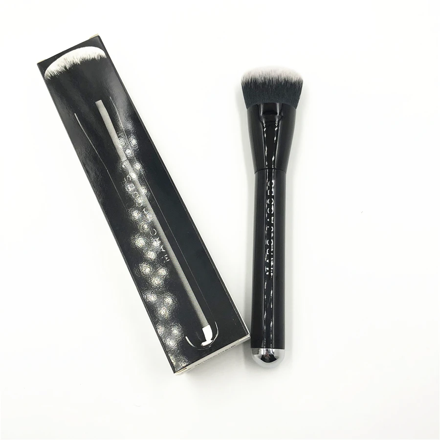 

MJ The Face 2 Foundation Sculpting Makeup Brush Black Metal Angled Bronzer Basic Cosmetic Face Brush with Paper Box