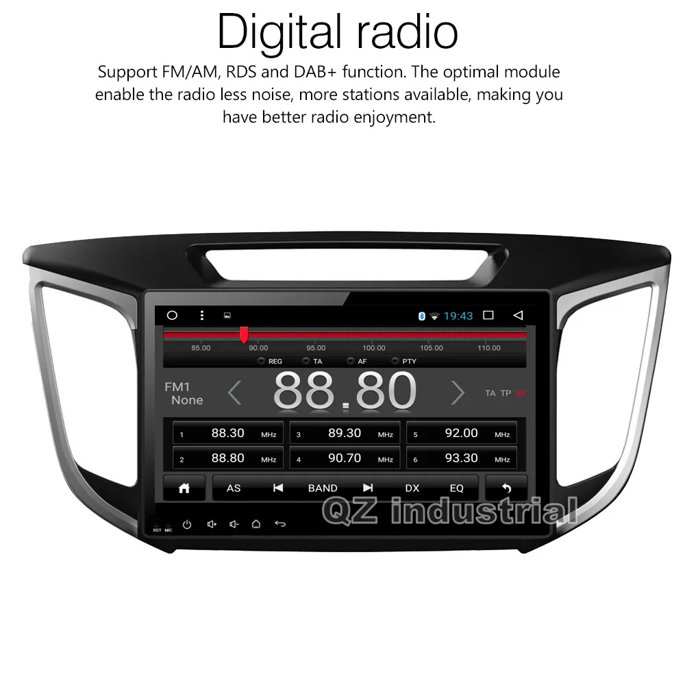 Excellent QZ industrial HD 10.1inch Android 8.1 T3 Car DVD Player For Hyundai Creta IX25 2014-2016 with 3G 4G WIFI Radio GPS Navi BT RDS 4