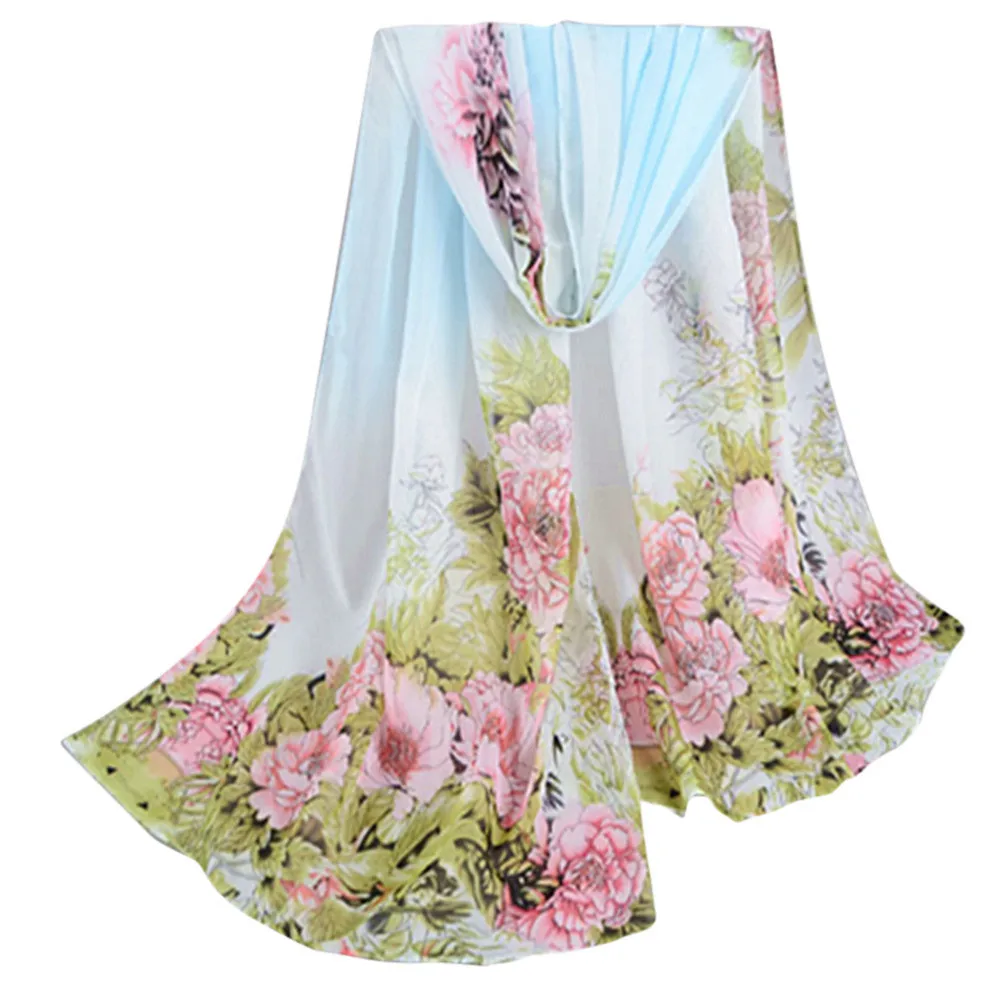 Модный женский Шарф Пион, шаль с принтом, шифон, Шелковый шифоновый шарф, мягкая женская шаль, роскошный бренд, платок для женщин, пляжный хиджаб# H20