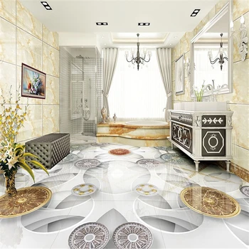 

beibehang Modern simple fashion 3D tiles beautiful bathroom waterproof self - adhesive wallpaper 3d flooring papel de parede