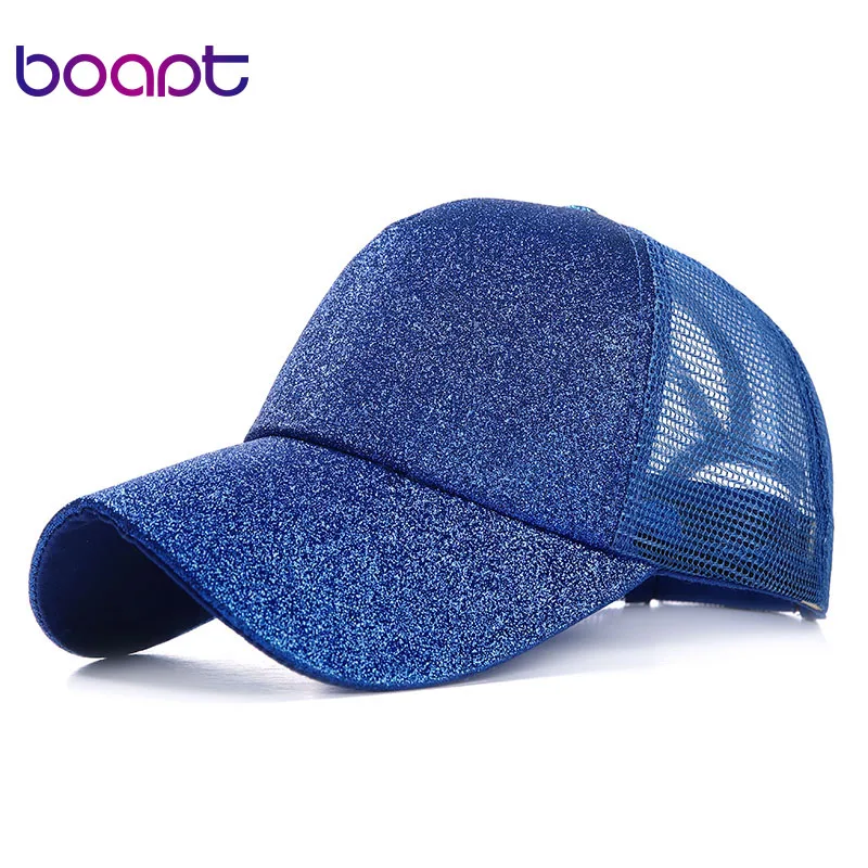 

Women Fashion Baseball Caps summer Ladies Girl Sequins Shine Ponytail Mesh Casual Sport Hip Hop Adjustable Snapback Hat Sun Cap