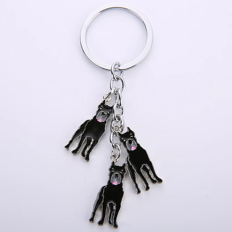 Cane Corso dog pendant key chains for men women white gold color metal