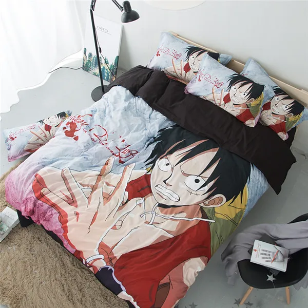 3D Japan cartoon Anime ONE PIECE Children's boys bedding set twin full