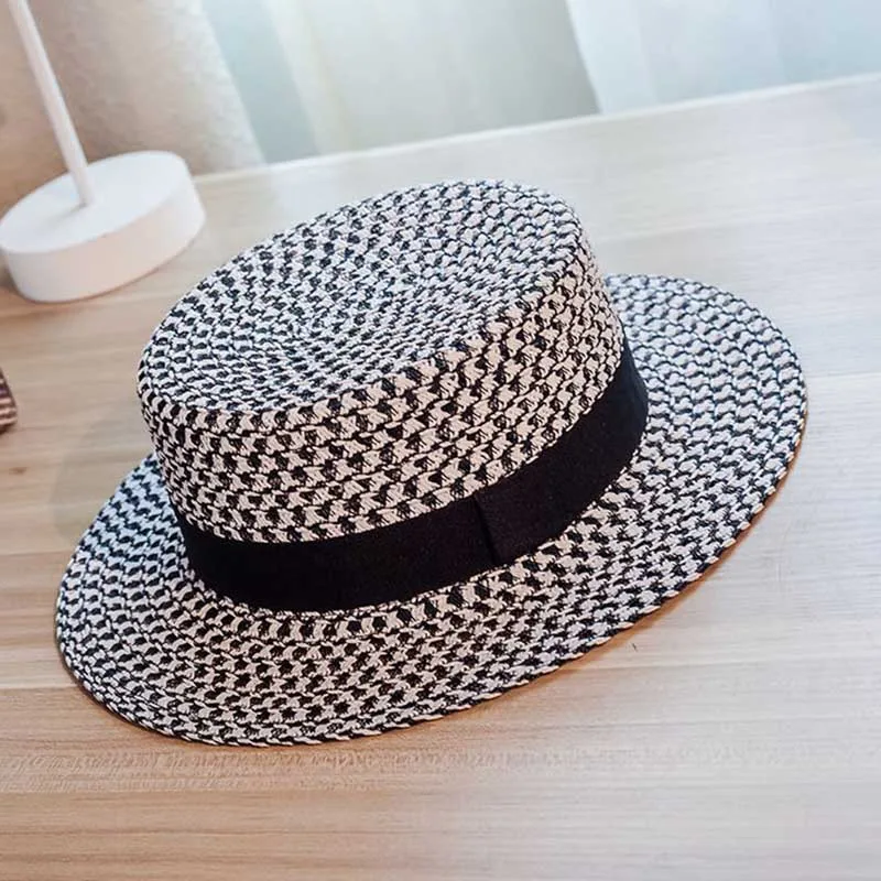 الكلاسيكية قبعة الشمس للنساء أسود أبيض صافي واسعة الطاقية بريم قبعة شقة أعلى قبعة من قش الورق الصيف شاطئ كاب السيدات كنتاكي ديربي الكلاسيكية قبعة الشمس للنساء أسود أبيض صافي واسعة الطاقية بريم قبعة شقة أعلى قبعة من قش الورق الصيف شاطئ كاب السيدات كنتاكي ديربي