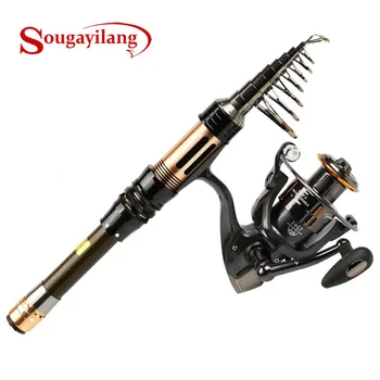 

Sougayilang Fishing Rod Combo Telescopic Rod 1.3 1.5 1.8 2.1 2.4M with 5.2:1 13+1BB Spinning Fishing Reel Fishing Tackle
