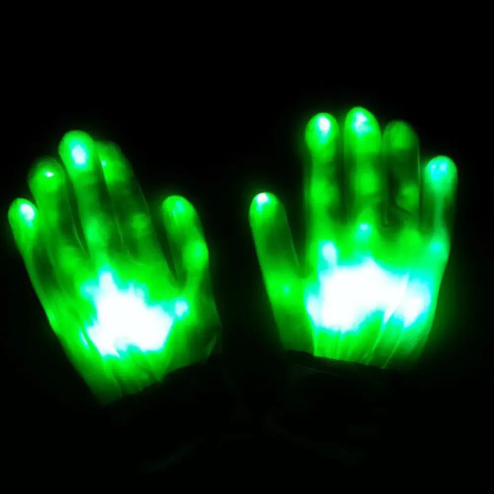 1 пара уникальный светодиодный светящиеся перчатки освещение мигающие перчатки светящиеся мигающие Красочные перчатки со скелетом Танцы клуб набор для вечеринки - Испускаемый цвет: Green