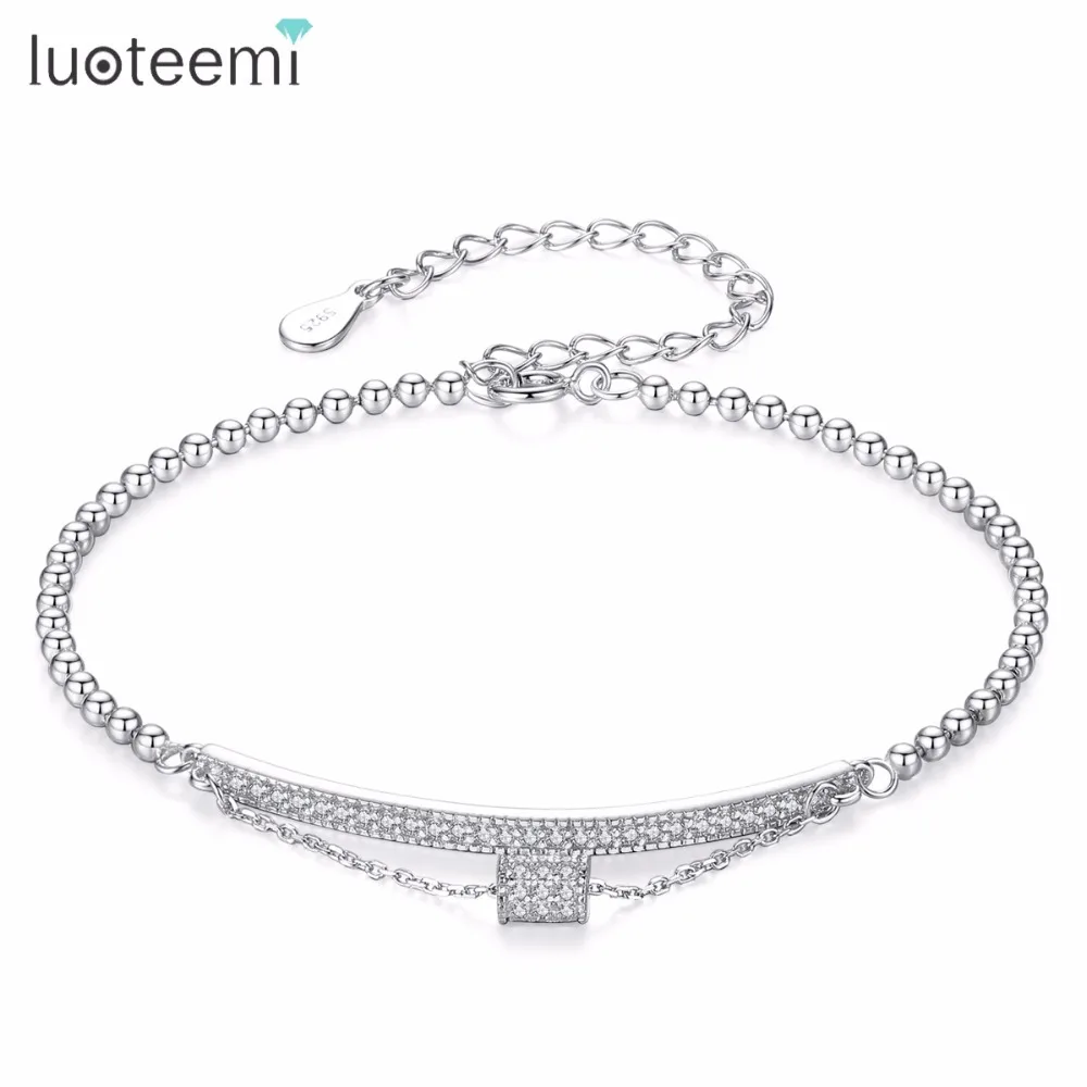 

LUOTEEMI Bracelet 925 Sterling Silver New Arrival Elegant Charms Fashion Bangle Jewelry For Women Girl Party Prom Anniversary