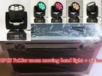 

Flight Case+8pcs 7x12w zoom LED RGBW 4in 1 moving head light DMX512 professional stage light / zoom light DJ / bar / party Disco