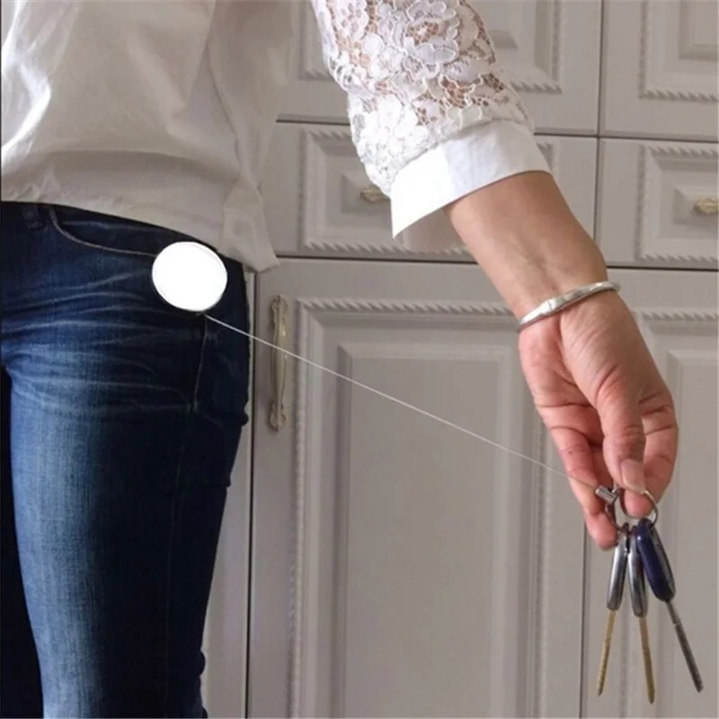 Retractable Metal Key Ring Holder Steel Recoil Ring Belt Clip Pull Keychain (1)