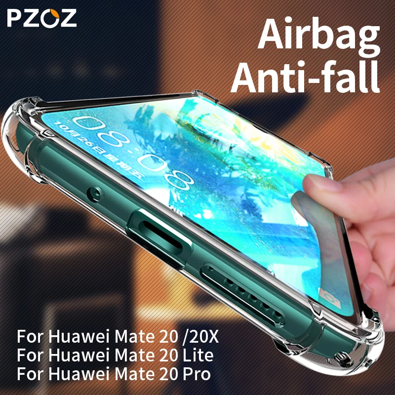 

PZOZ For Huawei Mate 30 20 Pro Lite X Shockproof Case Luxury Transparent Silicone Clear Soft TPU Mobile Phone Protective Case