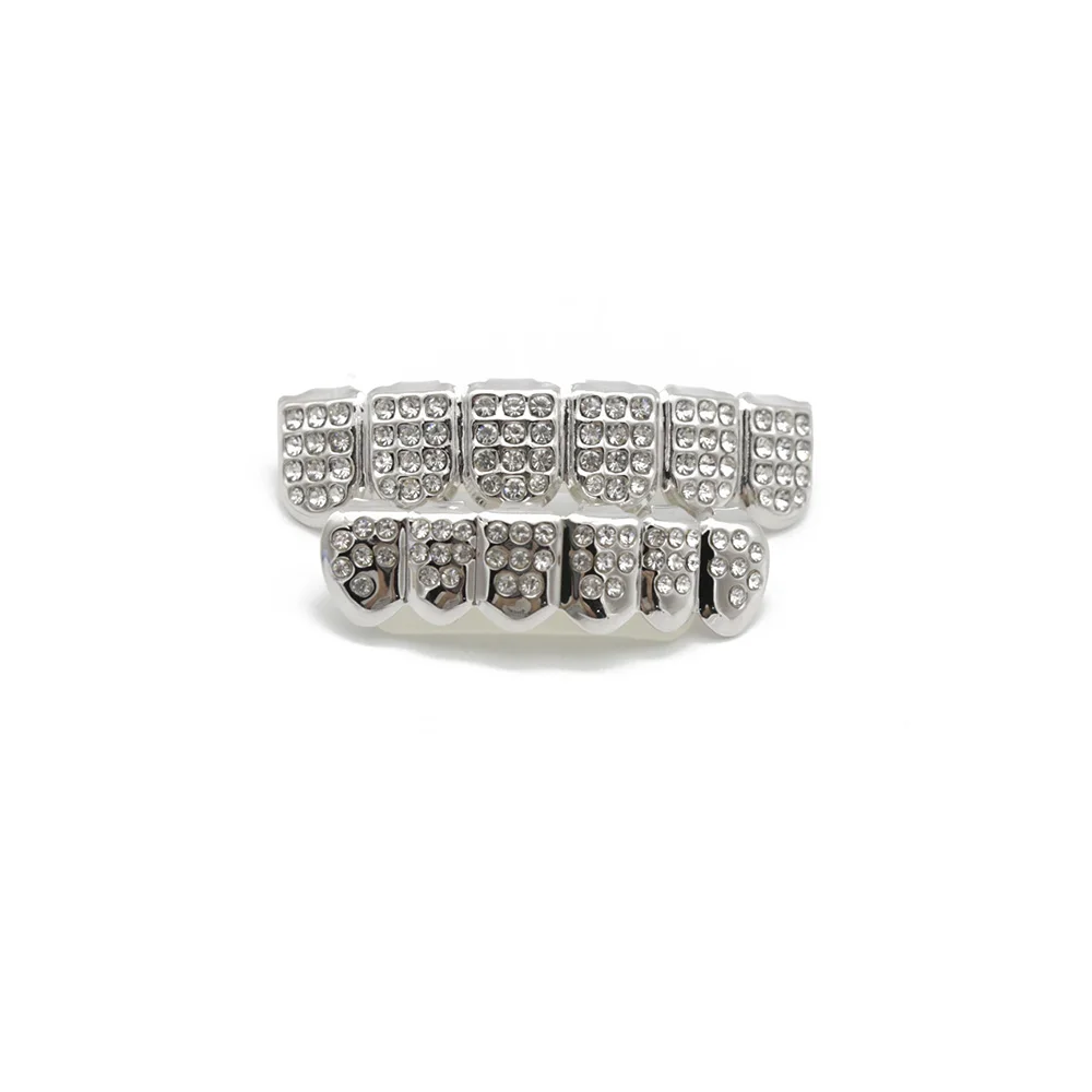 Золото Серебро Iced Out CZ Зубы Grillz Лучшие Нижние Мужчины Женские Ювелирные Новые