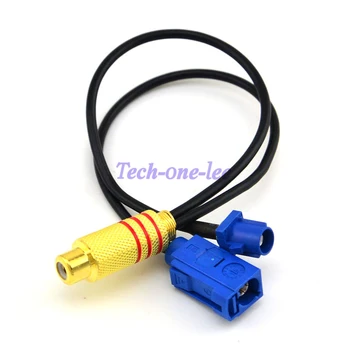 

50 piece/lot Fakra C Plug Male and Female to RCA Female 2 in 1 Extension Cable RG174 20cm Pigtail
