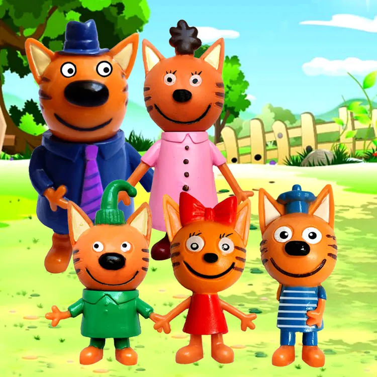

5pcs/set Russian Three Happy Cats kid-e-Cats Cookie Candy and Pudding Action&Figures Toy Christmas Gift Doll For Kids