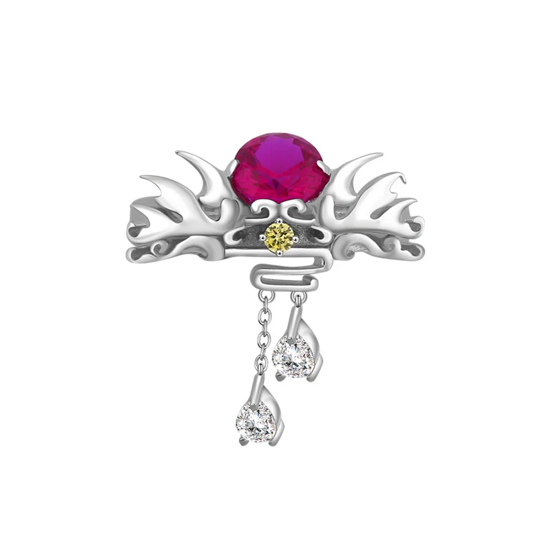 

S925 Silver Noble Queen Girlfriend Anime Relief Cosplay Prop Daily Cos Gift Adjustable 53.1mm~58.1mm US Size #6 N1