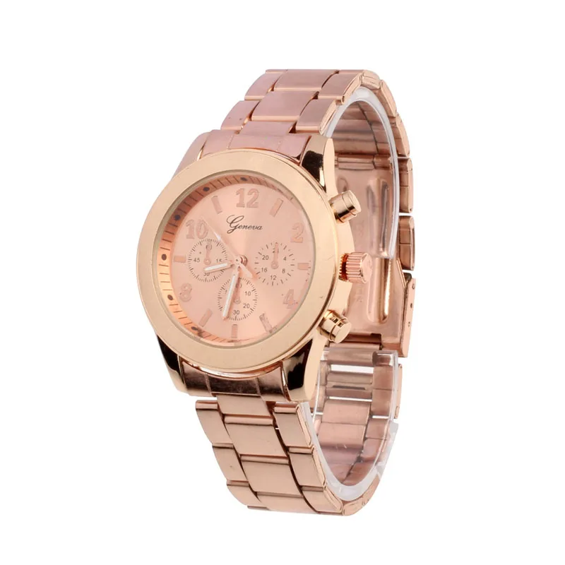 Geneva женские часы высокого качества из нержавеющей стали Кварцевые наручные часы Geneva женские часы из розового золота Reloj Mujer Часы 30X