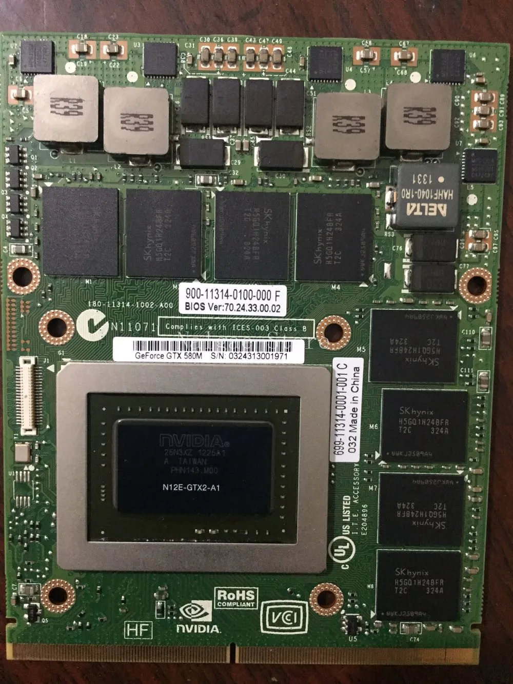 NVIDIA GeForce GTX 580M GTX580M 2GB GDDR5 MXM