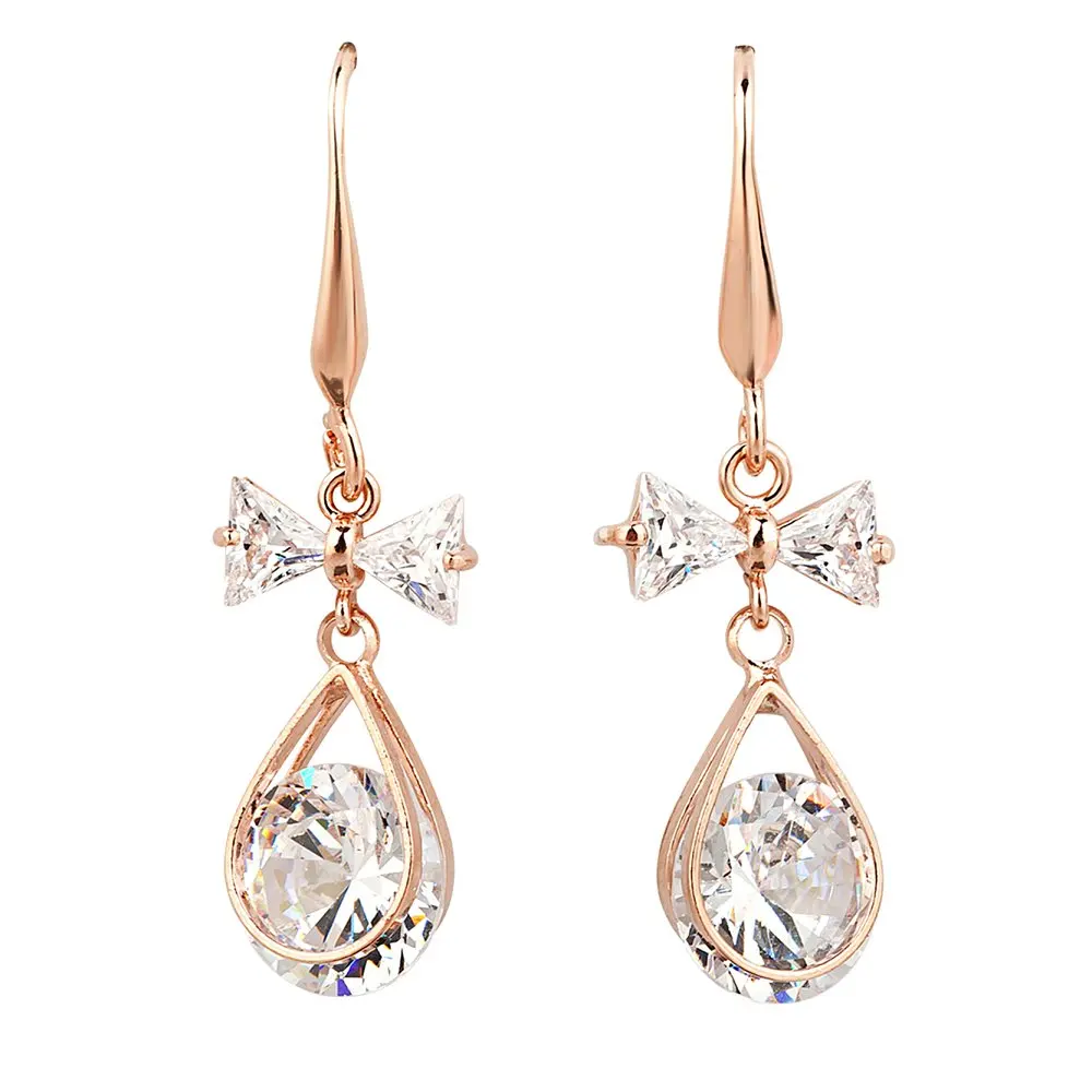Женские Висячие серьги с фианитами большие брендовые дизайнерские бантом|pendientes