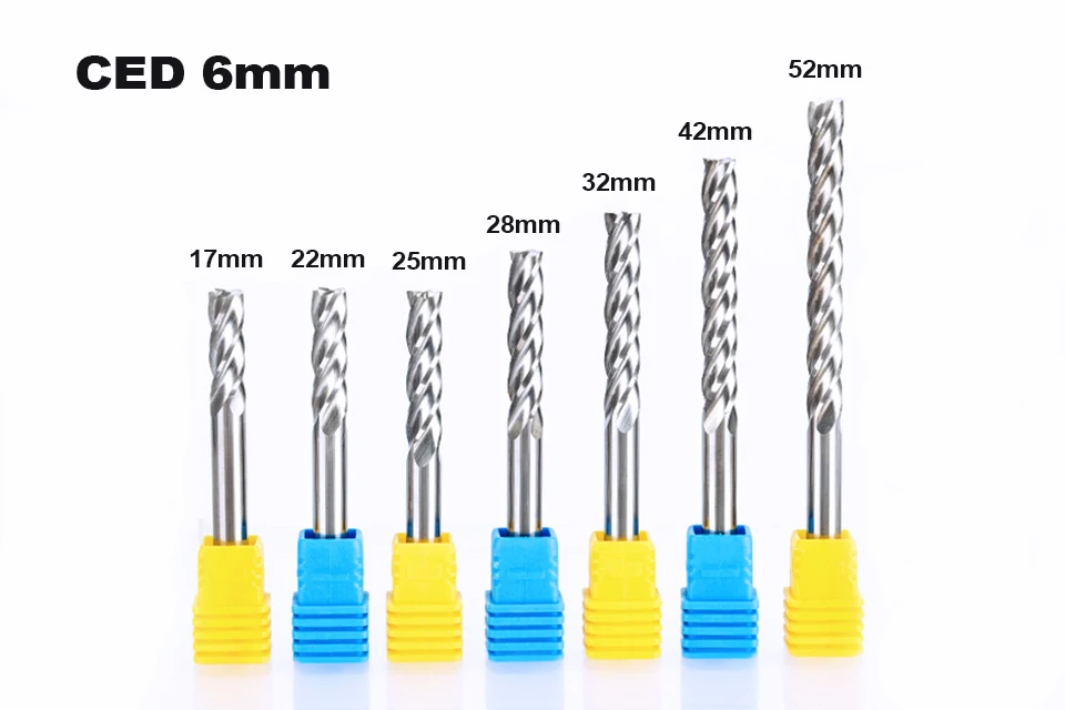 HUHAO 1 шт. 6 мм 4 Флейта спиральная Концевая фреза с прямым хвостовиком фреза Фрезы с ЧПУ для дерева, карбида вольфрама, Фрезерный инструмент