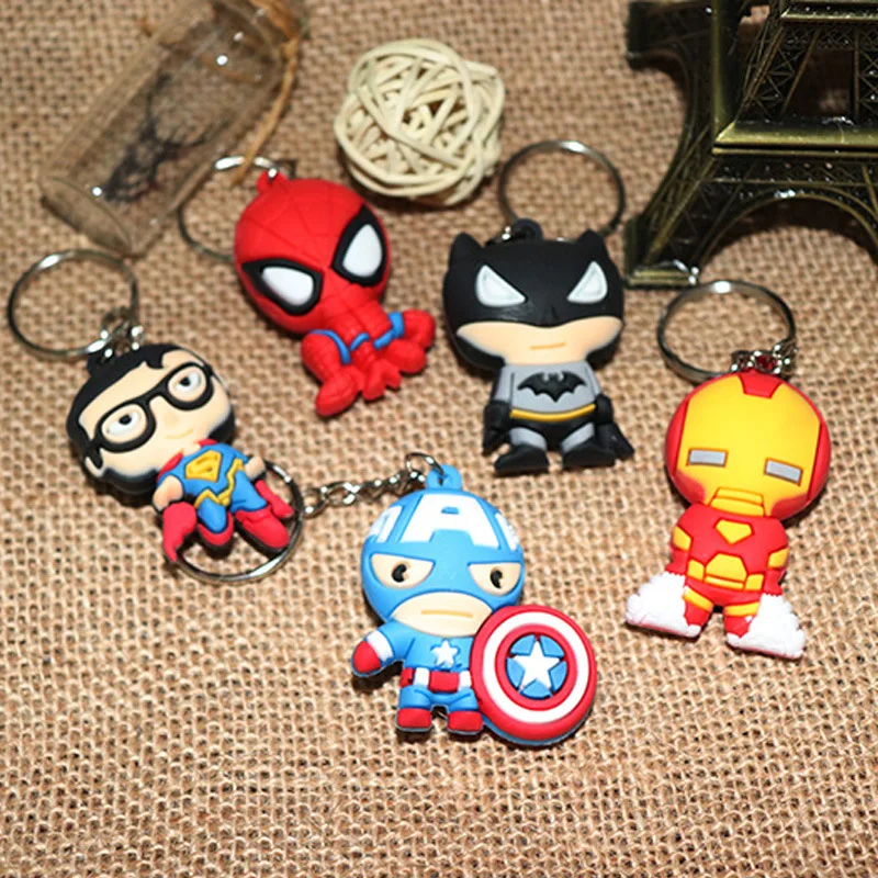 

New Avengers Captain America Shield Keychain Spider man Iron man Mask Keychain Toys Hulk Batman Keyring Key Gift Toys