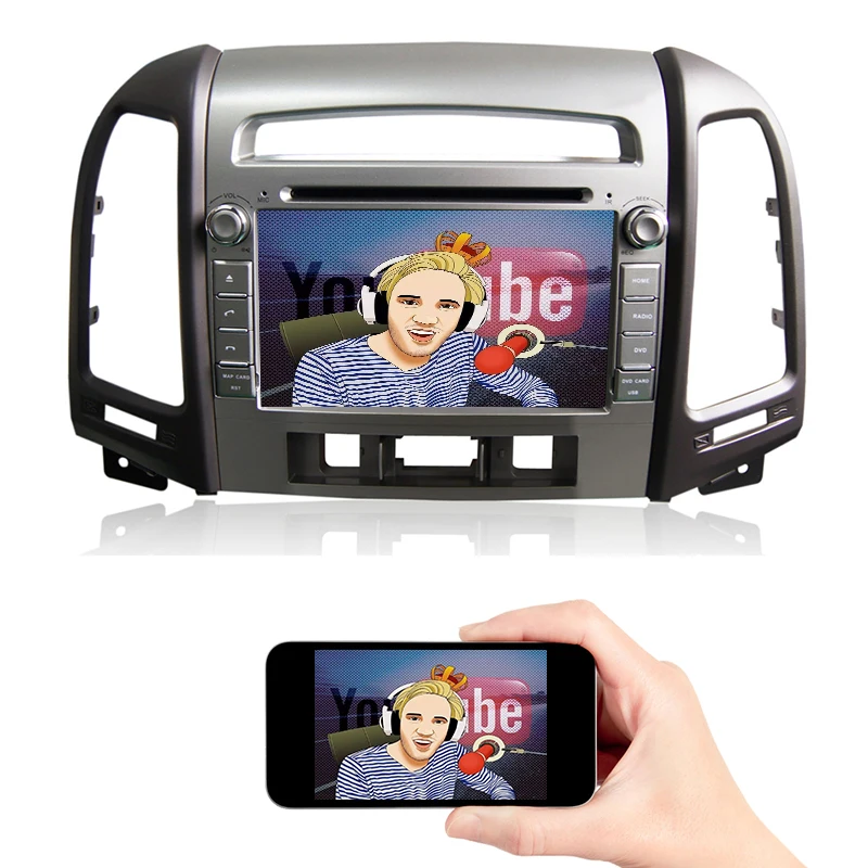 Top YAZH 2 Din Auto Radio For Hyundai Santa Fe 2010 2011 2012 1080*600 GPS Navigation Android System CAR DVD GPS Deckless head unit 2