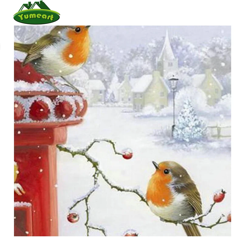 Diamond Painting Cross Stitch Kit Scenery 3d Mosaic Pasted Full Embroidery Bird Snow Handmade Home Decor | Дом и сад