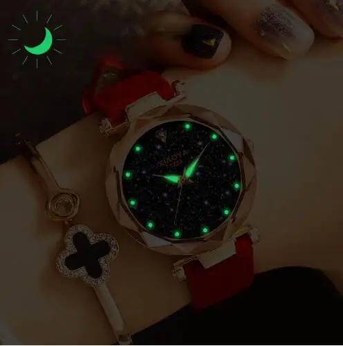 Ladies Watch New Casual Fashion Quartz Watch Starry Sky Multicolor Leather Wristwatch Simple Designer Women Clock Orologio