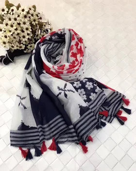 

Women printe polka dot floral stripe Muffler viscose cotton shawls tassels muslim hijab wrap long nice scarves/scarf 10pcs/lot