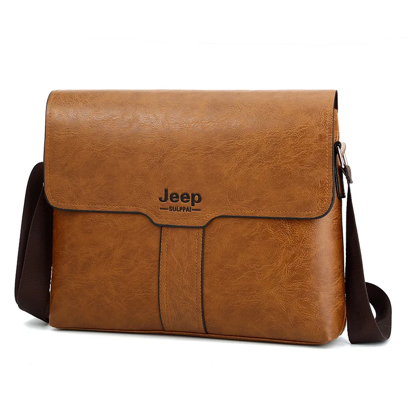 

SULPPAIJEEP Men's Fashion Messenger Bags PU Satchels Casual Travel Soft Leather Shoulder Bags Business Briefcase KSL698-2M