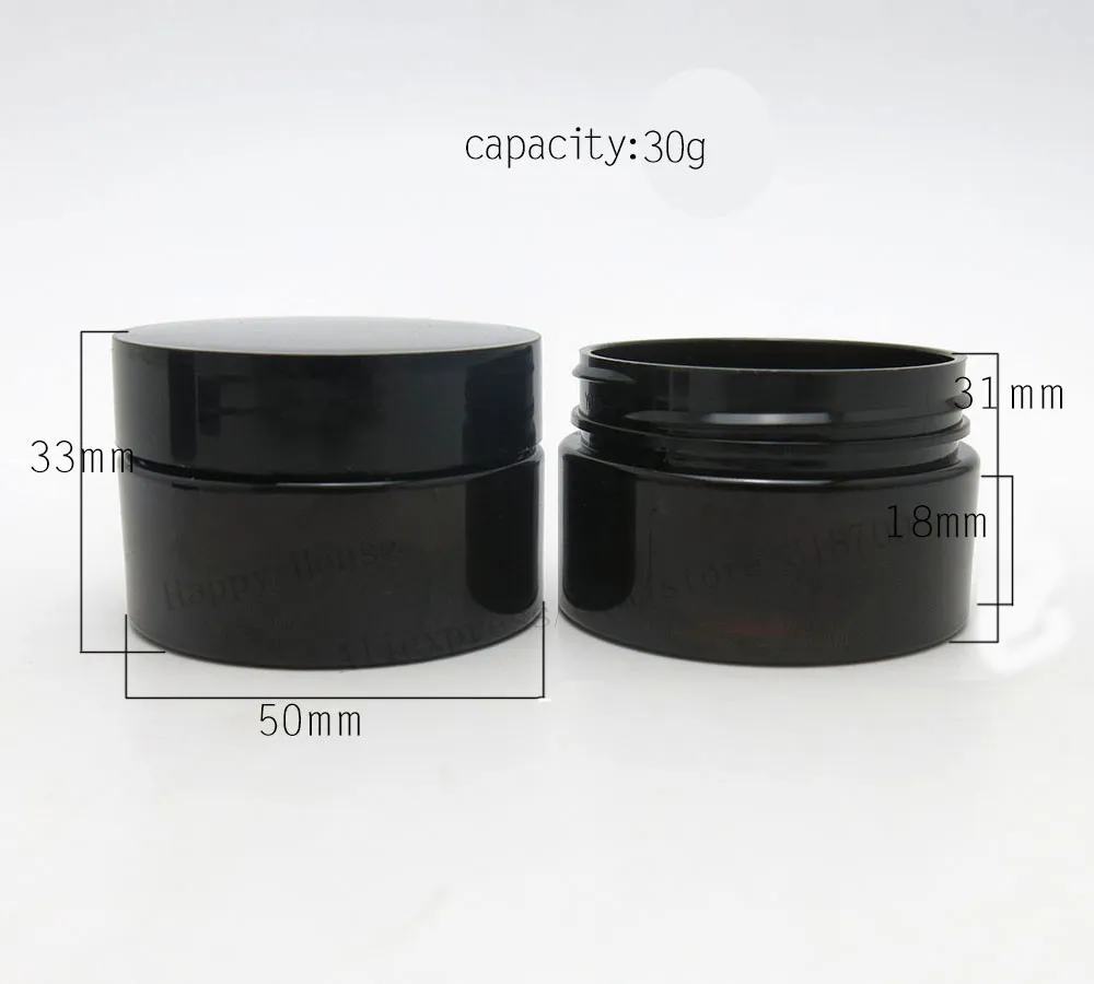 50 x 30g Dark Amber empty PET skin care cream jar with plastic lids with Insert 4