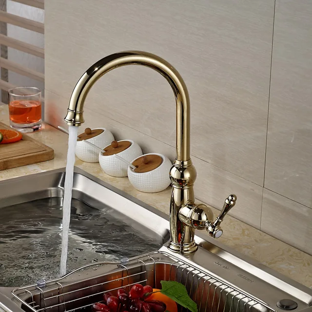 Special Offers Torneira Cozinha Polished Golden Brass 360 Degree Kitchen Faucet Kitchen Tap Sink Mixer