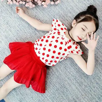 

Fashion New 2019 Girls Clothing Sets New Summer Fashion Style Red Dot T-Shirts+Short Dress 2Pcs/set Girls Clothes Sets 3T-10
