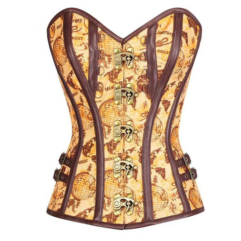 Brown Gothic Corselete Feminino Espartilhos Plus Size Corsets And