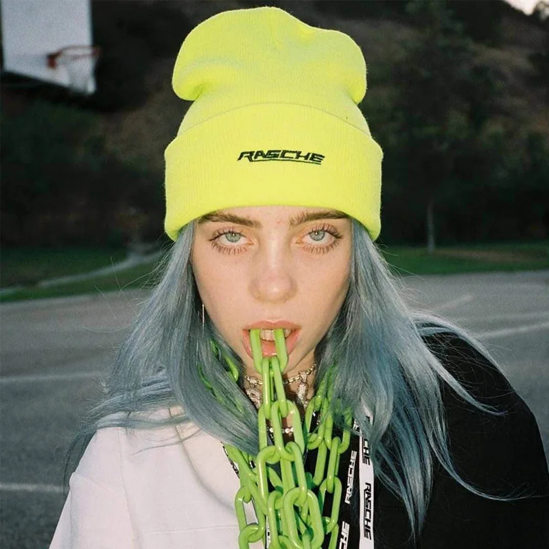 Billie Eilish Beanies для женщин 2019 Новая Вязаная мужская зимняя шапка хип хоп Skullies Bonnet
