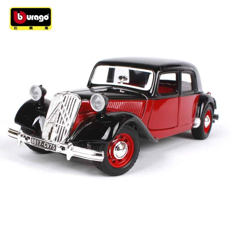 1:24 моделирование литья под давлением классическая модель автомобиля игрушки для Citroen 1938 с рулевым колесом управление передним колесом рулевое управление для детей - Цвет: Красный