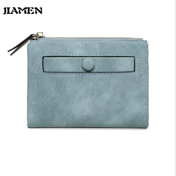 

JIAMEN Women Short Purses PU Leather Female Slim Wallet Perse Card Holder Coin Money Bag Soft Dollar Price Ladies Wallet Small