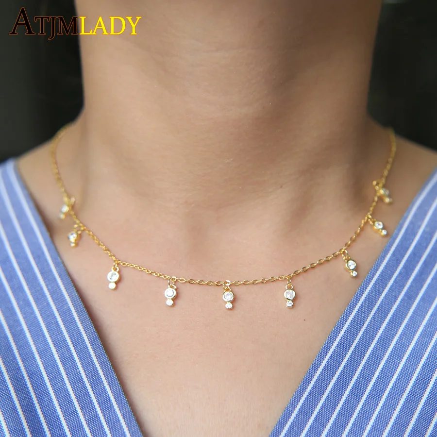 

Collier Real 2018 New Arrive Color 9 Pcs Cz Charm Drop Chocker Choker Women High Quality Sparking Fashion Statement Necklace